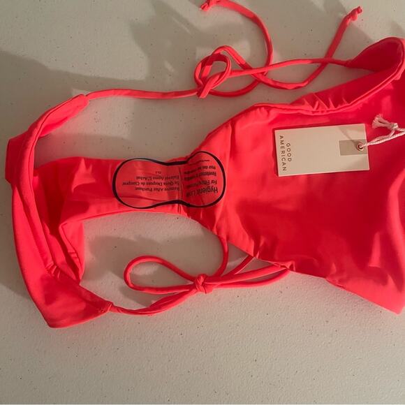 NWT Good American Tiny Ties Bikini swim bathing  Suit Neon bottoms Ivory top L - Picture 4 of 6